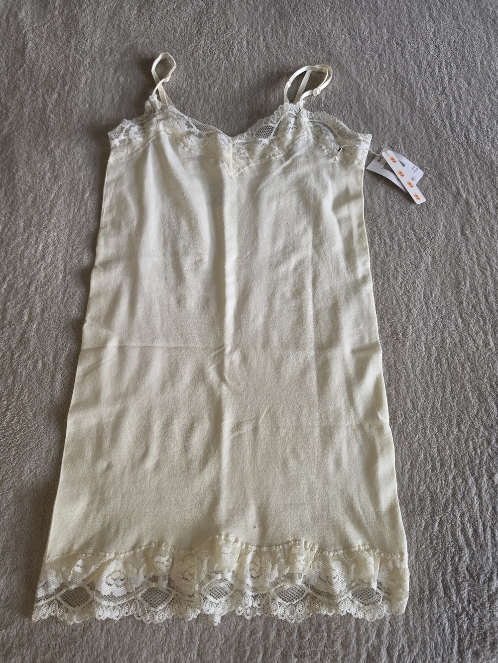 Poof! Cream Lace Trim Camisole Slip S/M